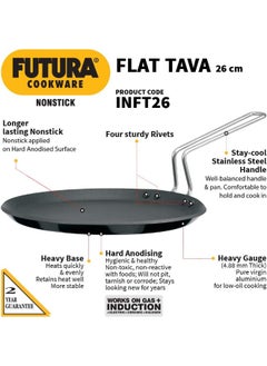 Hawkins Futura Nonstick Flat Tawa Induction Compatible Base, 26cm, 4.88mm Thick, Black - pzsku/Z85729D83C81BB5C49082Z/45/_/1739211953/d184e715-3fb3-47a5-bc3c-625e42da9560