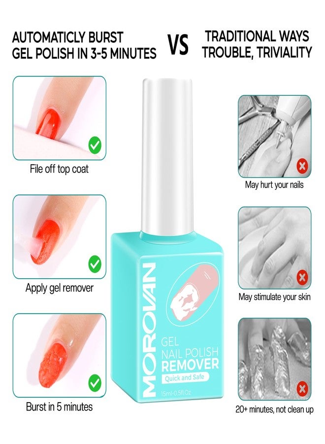 Morovan Gel Nail Polish Remover Set: Gel Polish Remover with Cuticle Oil Latex Tape Peel Off Liquid Quickly & Effectively Remove in 5 Minutes No Need Soaking or Wrapping - Image 4