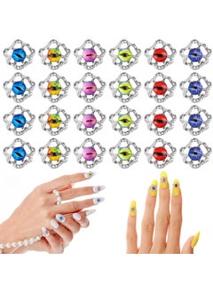 Framendino Framendino, 24 Pack Evil Eye Nail Charms 3D Rhinestones Art Jewels Accessories for Decoration DIY Crafts 