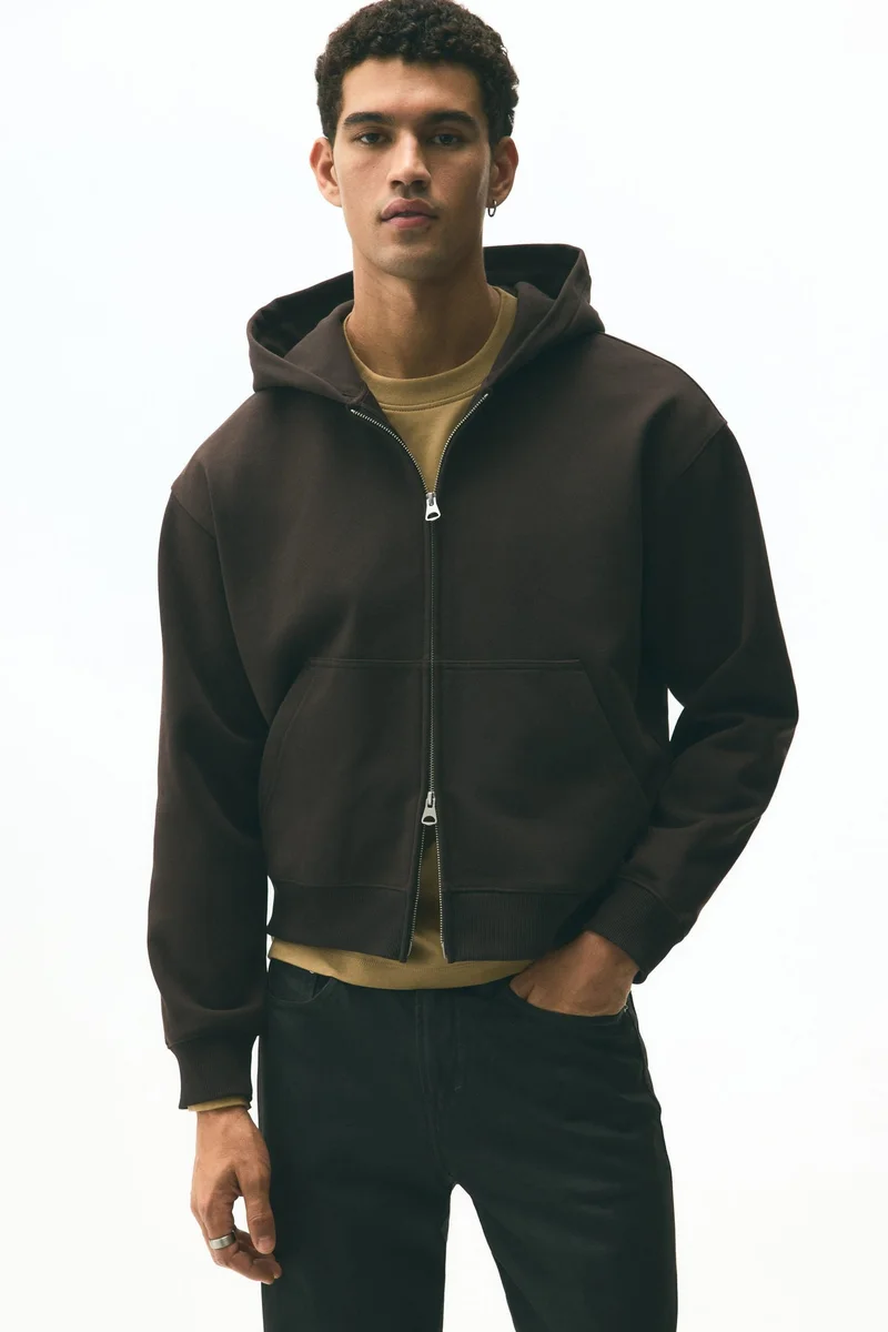 H&M Loose Fit Boxy-style zip-through hoodie