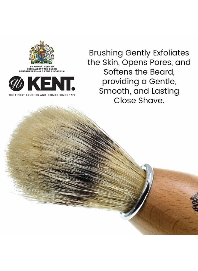 KENT فرشاة حلاقة كينت VS80 من شعر القنفذ الطبيعي، مجموعة حلاقة للرجال، للحلاقة الآمنة، شفرات الحلاقة للرجال. فرشاة حلاقة مثالية للرغوة مع كريم الحلاقة، صابون الحلاقة. كينت للحلاقة الفاخرة منذ 1777 - Image 4