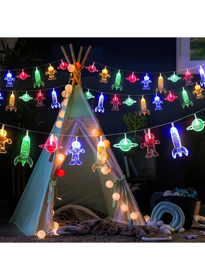 AceList 20 LED Children's Room LED String Light Astronaut Spaceship Rocket Pendants Holiday Party Lights Wall Window Nursery or Kids room Decor Wedding Around the Garden Party Patio Christmas (multicolour) - Image 3