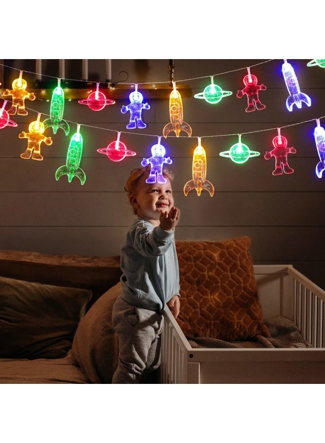 AceList 20 LED Children's Room LED String Light Astronaut Spaceship Rocket Pendants Holiday Party Lights Wall Window Nursery or Kids room Decor Wedding Around the Garden Party Patio Christmas (multicolour) - Image 5