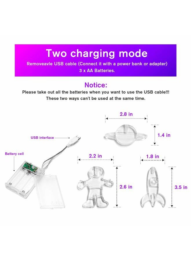 AceList 20 LED Children's Room LED String Light Astronaut Spaceship Rocket Pendants Holiday Party Lights Wall Window Nursery or Kids room Decor Wedding Around the Garden Party Patio Christmas (multicolour) - Image 2