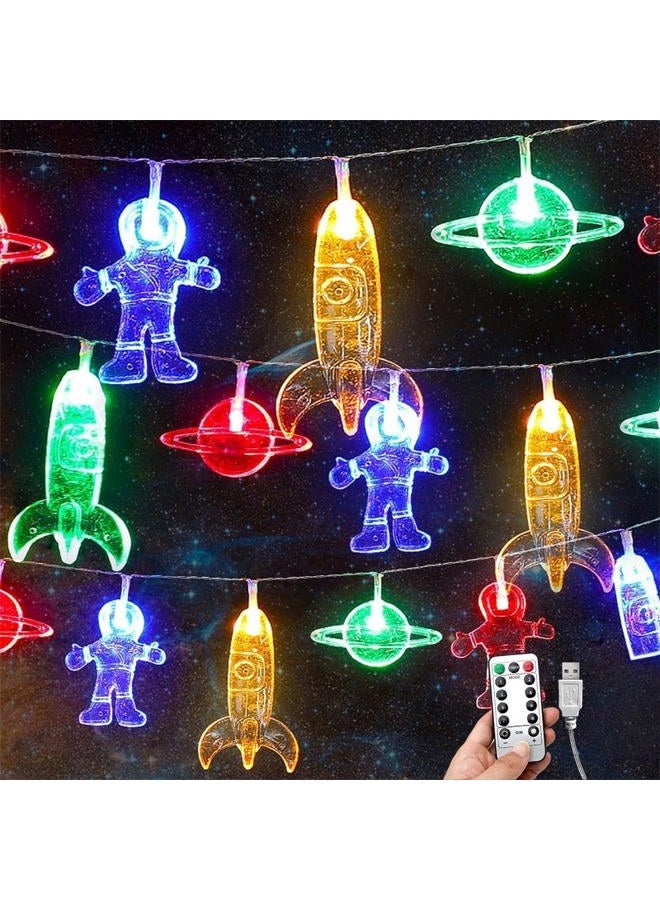 AceList 20 LED Children's Room LED String Light Astronaut Spaceship Rocket Pendants Holiday Party Lights Wall Window Nursery or Kids room Decor Wedding Around the Garden Party Patio Christmas (multicolour) - Image 1