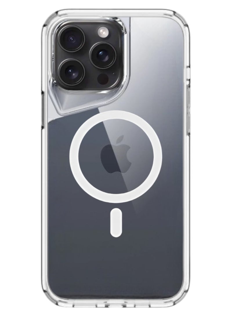 جيرفور جراب موبايل ايفون 16 برو ماكس مضاد للصدمات, غطاء حماية مغناطيسي مضاد للخدش يدعم الشحن اللاسلكي ماج سيف MageSafe, مصنوع من البولي يورثين الحراري عالي الجودة - شفاف - Image 1