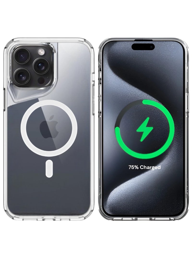 جيرفور جراب موبايل ايفون 16 برو ماكس مضاد للصدمات, غطاء حماية مغناطيسي مضاد للخدش يدعم الشحن اللاسلكي ماج سيف MageSafe, مصنوع من البولي يورثين الحراري عالي الجودة - شفاف - Image 2