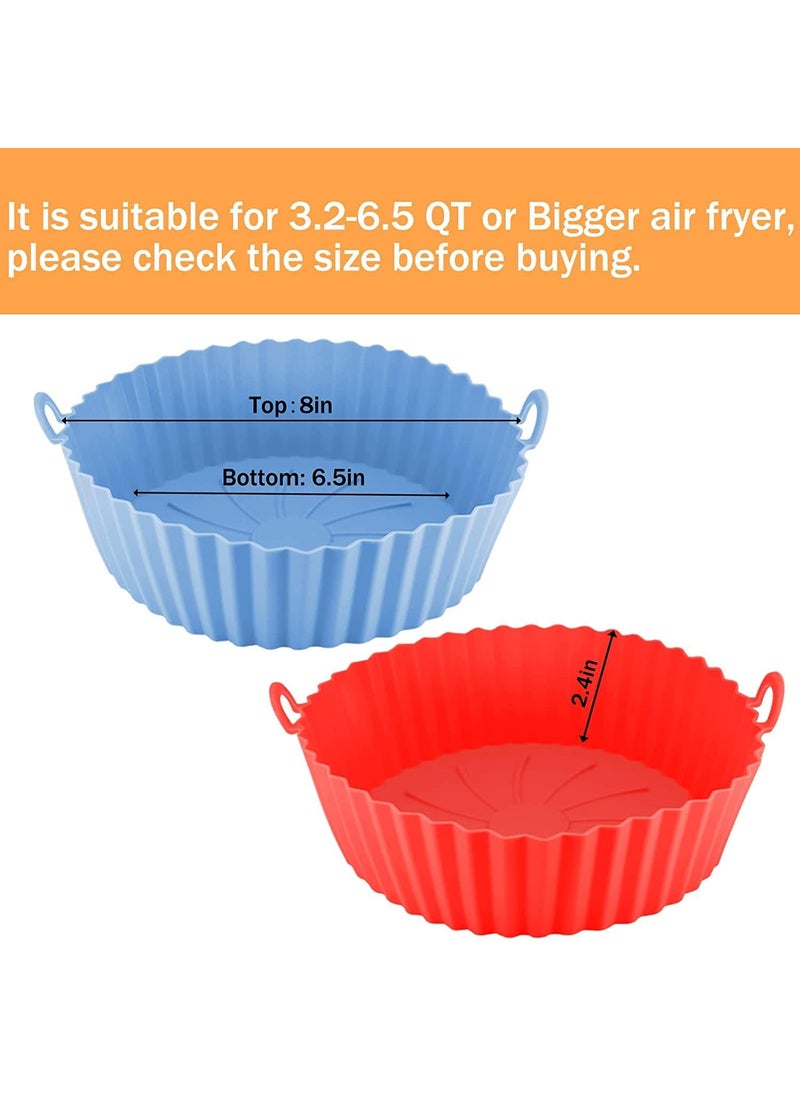 NestPlay NestPlay Air Fryer Liners Round Silicone Basket Baking Tray Pot with Ear Handles Nonstick Reusable Heat Resistant Cooking Oven Insert Accessories Multicolor 8 inch Pack of 2  - Image 2