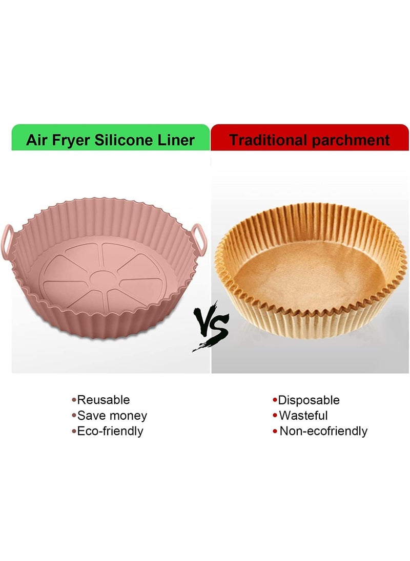 NestPlay NestPlay Air Fryer Liners Round Silicone Basket Baking Tray Pot with Ear Handles Nonstick Reusable Heat Resistant Cooking Oven Insert Accessories Multicolor 8 inch Pack of 2  - Image 5