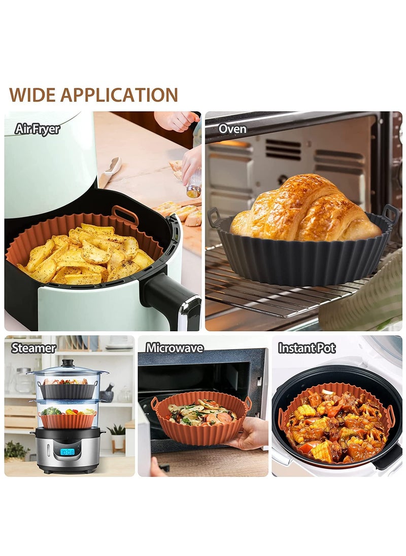 NestPlay NestPlay Air Fryer Liners Round Silicone Basket Baking Tray Pot with Ear Handles Nonstick Reusable Heat Resistant Cooking Oven Insert Accessories Multicolor 8 inch Pack of 2  - Image 3