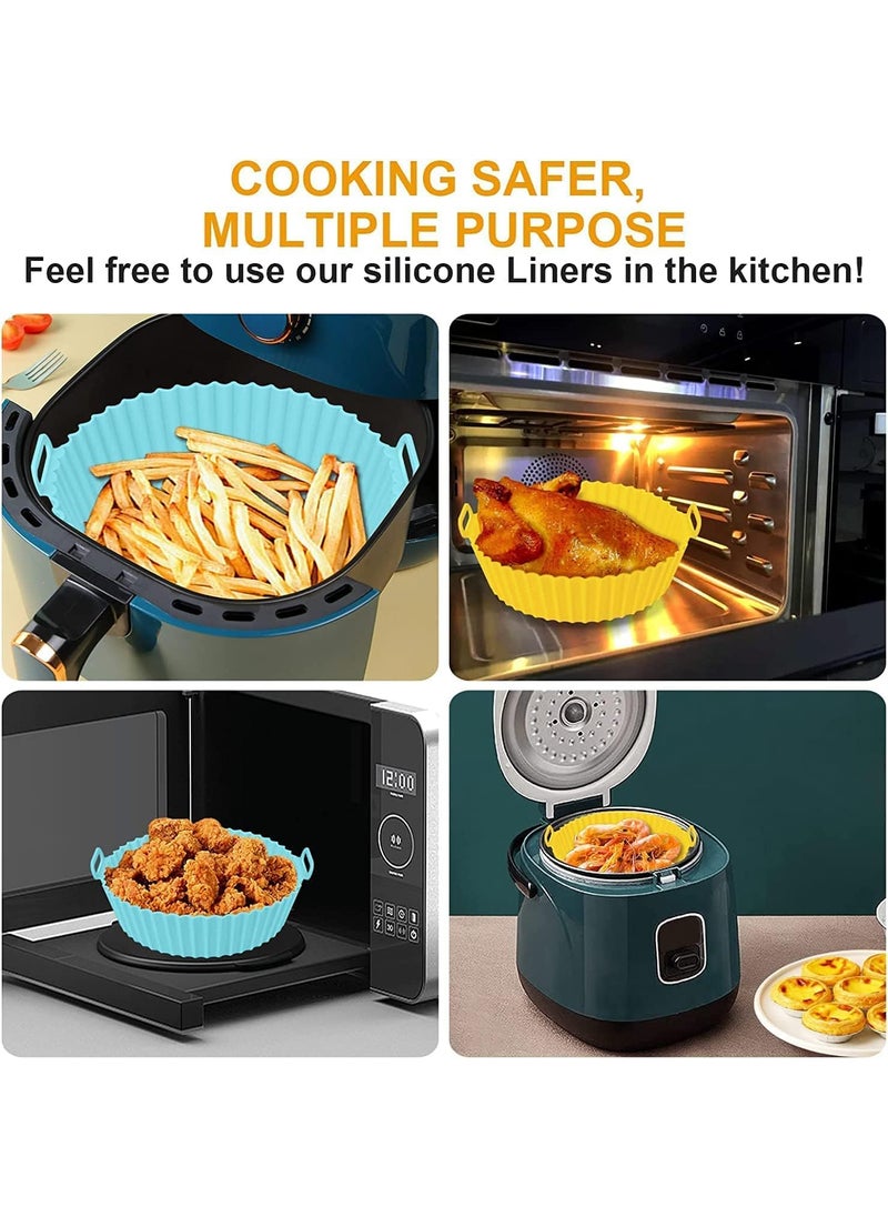 NestPlay NestPlay Air Fryer Liners Round Silicone Basket Baking Tray Pot with Ear Handles Nonstick Reusable Heat Resistant Cooking Oven Insert Accessories Multicolor 8 inch Pack of 2  - Image 4