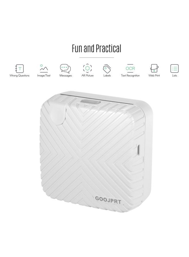Portable Mini Printer 7.9x7.9x4cm White - Image 3