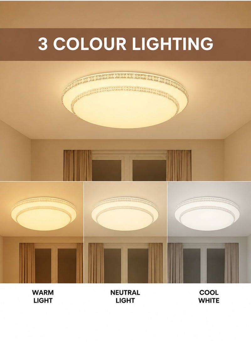 MODI 72W LED Crystal Ceiling Light 500mm, 5000LM Round Acrylic Flush Mount Ceiling Lamp, 120° Wide Beam, AC220-240V Modern Decorative Ceiling Light For Bedroom Living Room Hallway - Image 3