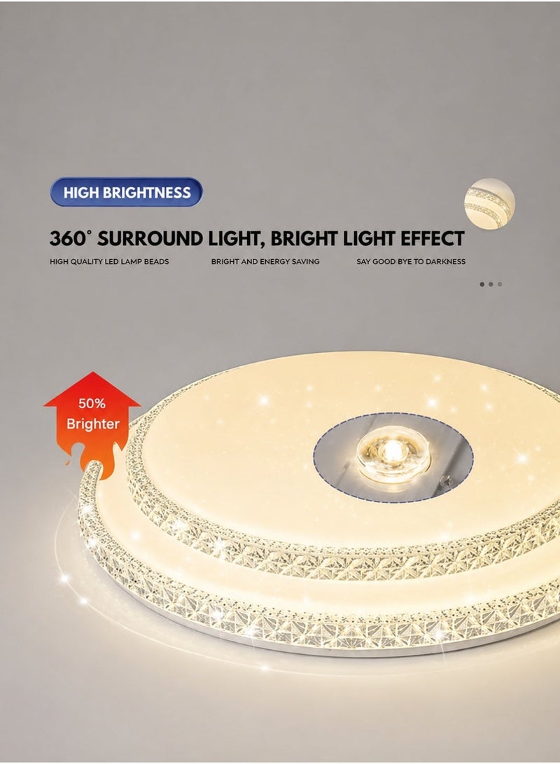 MODI 72W LED Crystal Ceiling Light 500mm, 5000LM Round Acrylic Flush Mount Ceiling Lamp, 120° Wide Beam, AC220-240V Modern Decorative Ceiling Light For Bedroom Living Room Hallway - Image 5