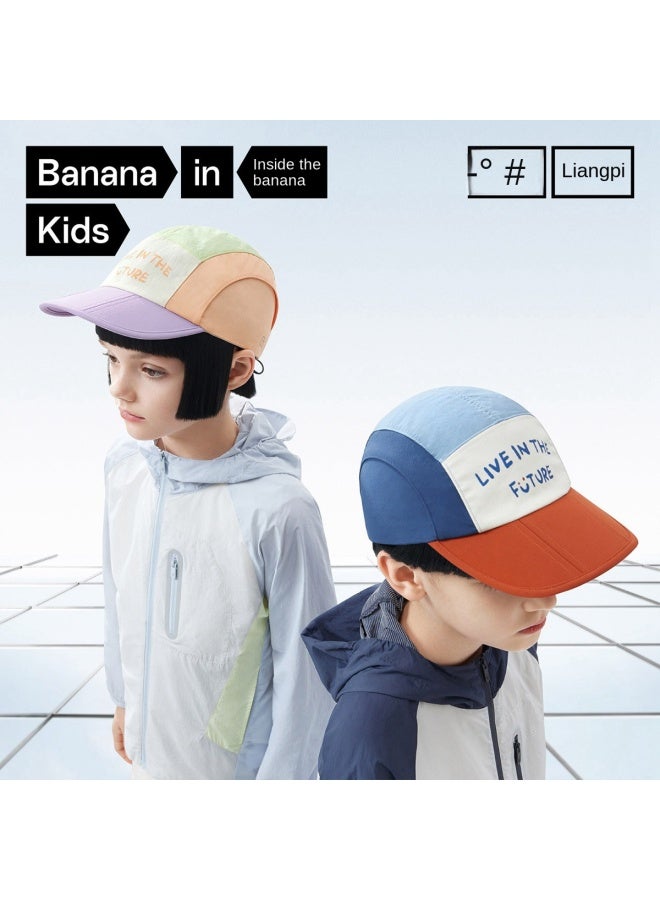 Bananain Uv Unisex Kids' Color-block Lettering Sun Hat Baseball Cap Upf100+ - Image 4