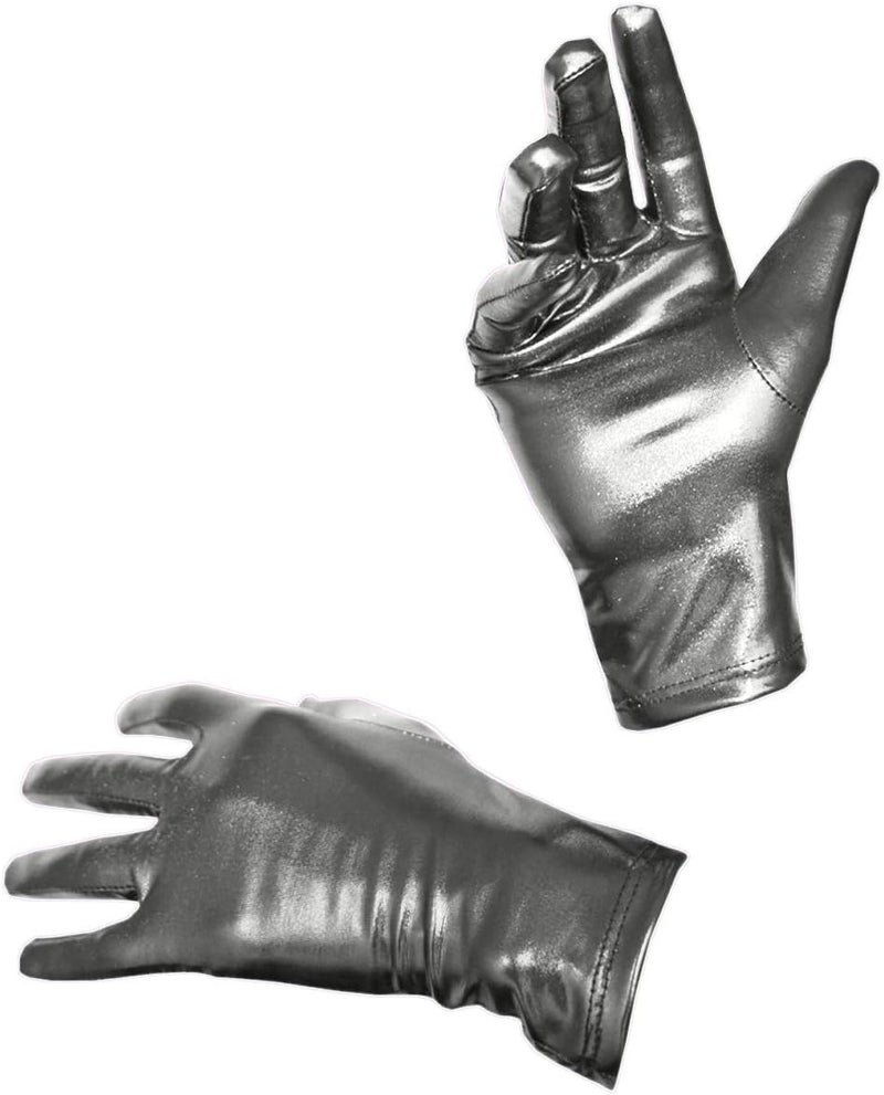 Adult Unisex Shiny Metallic Spandex Gloves Halloween Cosplay Costume Hand Accessories