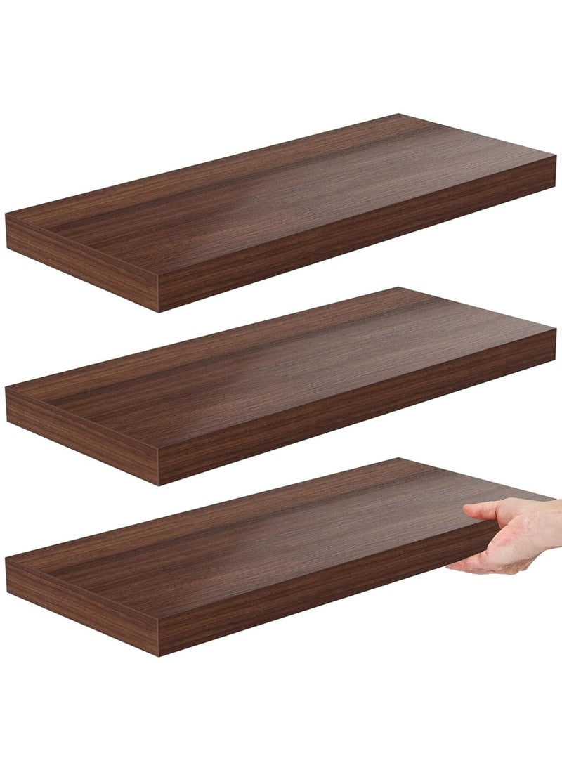 Roman Gifts - 3 Pcs Set of Floating Shelves for Wall Decor Wall Shelves for Bedroom Storage Large Deep Wall Mounted Shelves for Bathroom Towels Laundry Living Room Kitchen Closet - Image 1