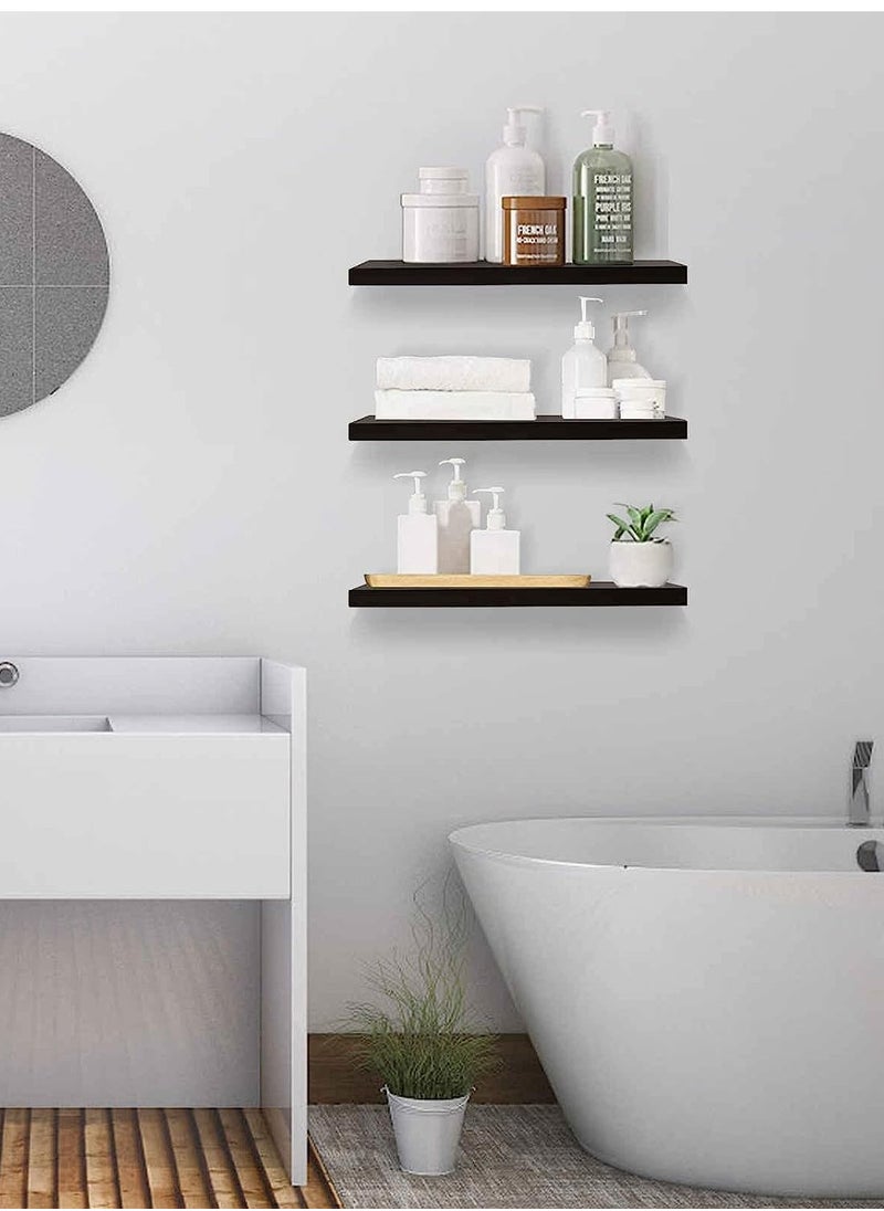 Roman Gifts - 3 Pcs Set of Floating Shelves for Wall Decor Wall Shelves for Bedroom Storage Large Deep Wall Mounted Shelves for Bathroom Towels Laundry Living Room Kitchen Closet - Image 1