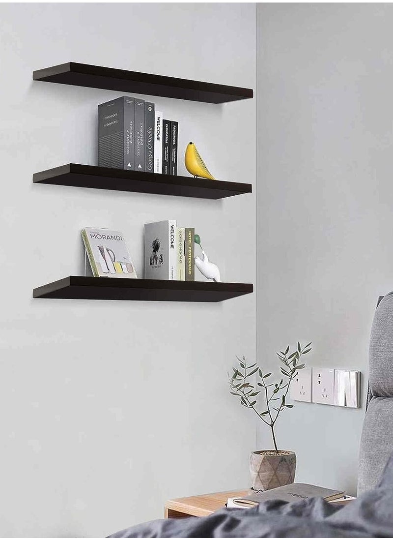 Roman Gifts - 3 Pcs Set of Floating Shelves for Wall Decor Wall Shelves for Bedroom Storage Large Deep Wall Mounted Shelves for Bathroom Towels Laundry Living Room Kitchen Closet - Image 1