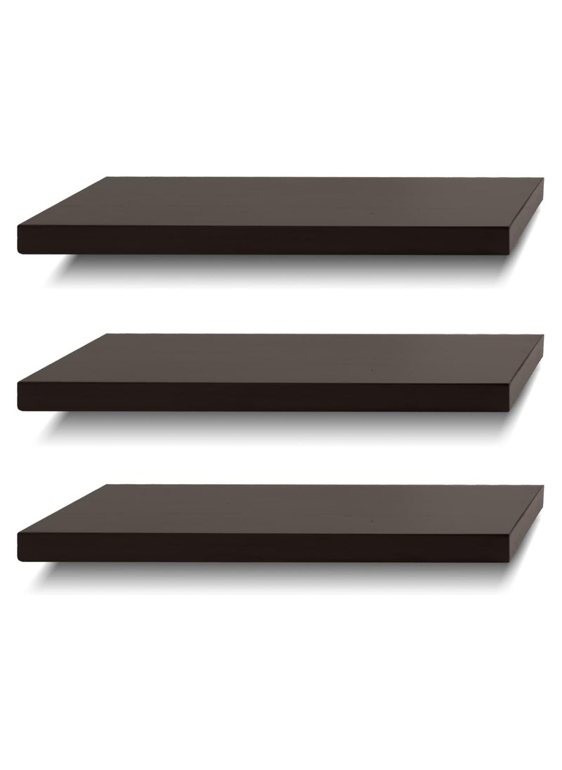 Roman Gifts - 3 Pcs Set of Floating Shelves for Wall Decor Wall Shelves for Bedroom Storage Large Deep Wall Mounted Shelves for Bathroom Towels Laundry Living Room Kitchen Closet - Image 1