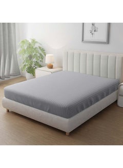 Hotel Linen Klub Hotel Linen Klub Stripe Microfiber  Light Grey Fitted Sheet  - Image 1