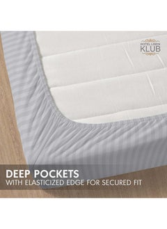 Hotel Linen Klub Hotel Linen Klub Stripe Microfiber  Light Grey Fitted Sheet  - Image 3