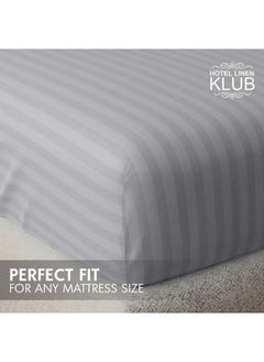 Hotel Linen Klub Hotel Linen Klub Stripe Microfiber  Light Grey Fitted Sheet  - Image 4