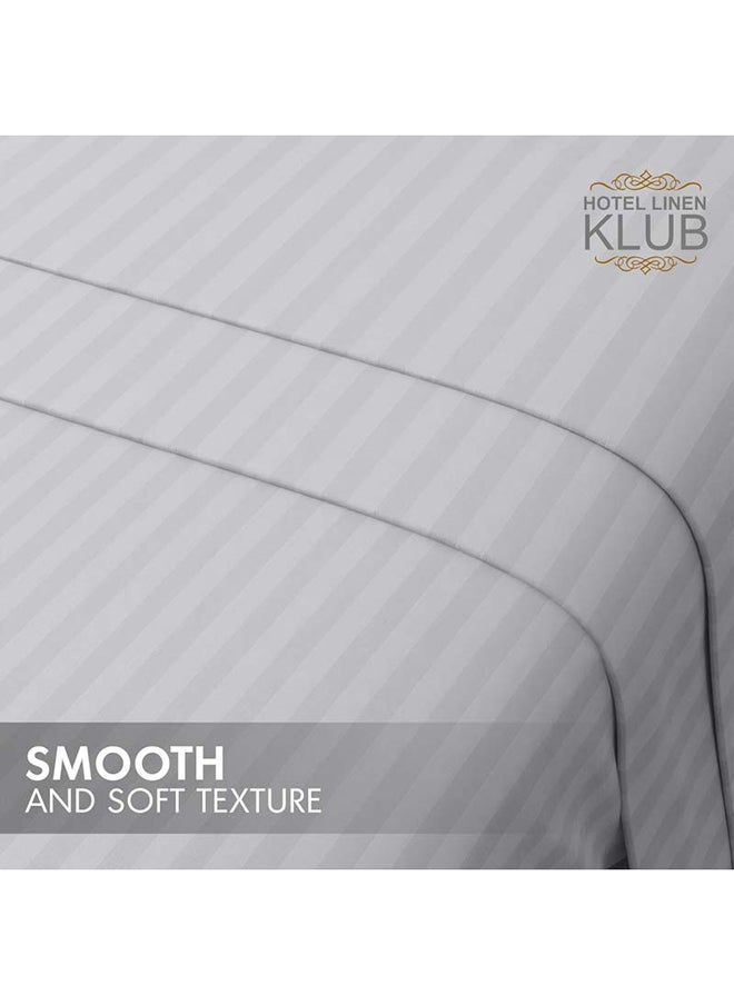 Hotel Linen Klub Hotel Linen Klub Stripe Microfiber  Light Grey Fitted Sheet  - Image 5