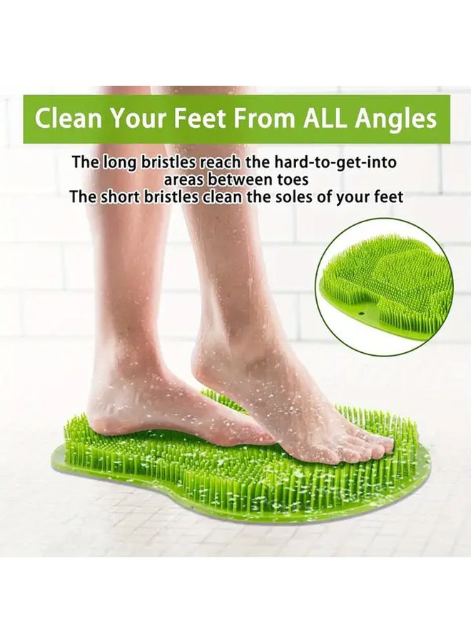 Grey Wall Mounted Silicone Bath Brush Exfoliating Body Scrubber For Back And Feet - Image 1