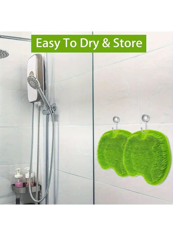 Grey Wall Mounted Silicone Bath Brush Exfoliating Body Scrubber For Back And Feet - Image 2