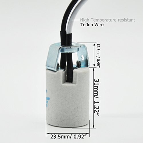 EMNOOTI E12 Socket,Ceramic Candelabra Socket E12 Bulb Lamp Holder,Light Socket with Wire Lead for E12 Incandescent LED Light Bulb (4-Pack) - Image 3