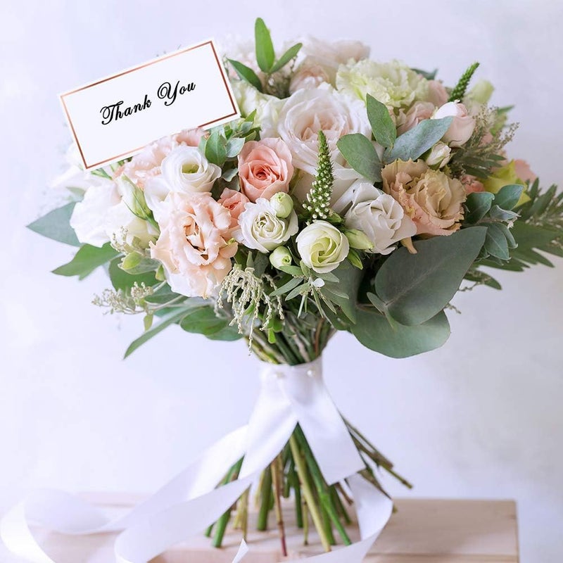 EXQUISS 50 Pcs Place Cards 4x2 with Rose Gold Foil Border for Food Buffet Party Name Place Cards for Table Setting Wedding Reception Escort Cards Name Cards for Birthday Dinner - Image 5