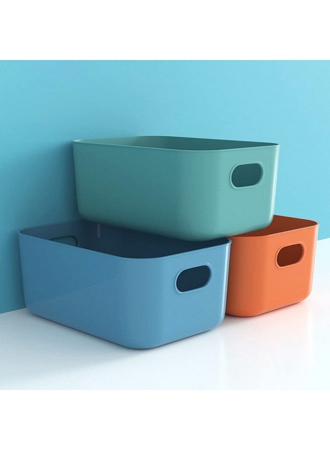 wolpin 3 Pieces Plastic Storage Basket Multipurpose Colorful for Kitchen & Home Organiser Box for Wardrobe, Fruits Vegetables, Toys, Stationary items (25 x 16.5 x 10 cm) - Image 1