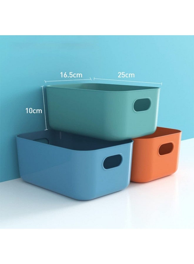 wolpin 3 Pieces Plastic Storage Basket Multipurpose Colorful for Kitchen & Home Organiser Box for Wardrobe, Fruits Vegetables, Toys, Stationary items (25 x 16.5 x 10 cm) - Image 3