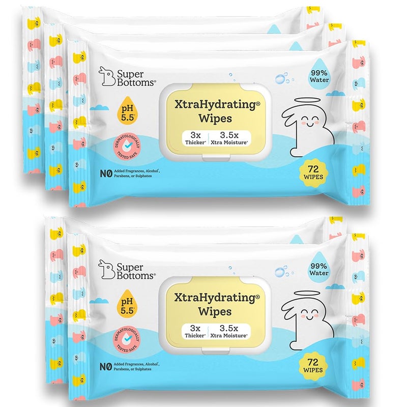 SuperBottoms 99% Pure Water Baby Wet Wipes - Skin-Friendly 5.5 pH Formula - Gentle & Biodegradable Wet Wipes for Baby - Dermatologically Tested - Thick & Durable (Pack of 5, 360 pcs) - Image 1