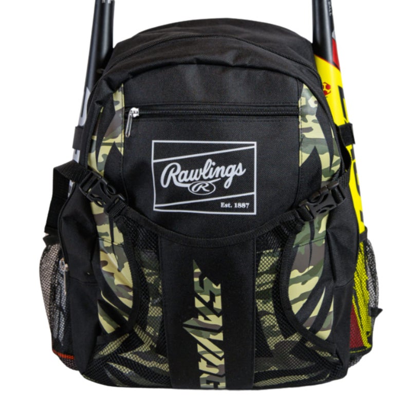 Rawlings SAVAGE Backpack Equipment Bag TBall Baseball Softball BlackCamo - Image 2