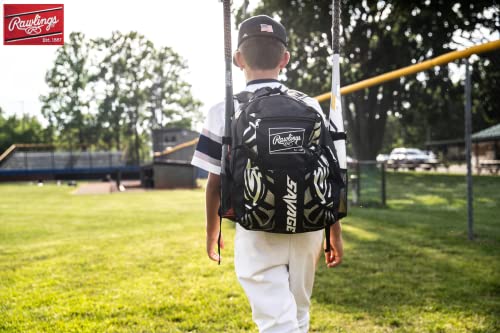 Rawlings SAVAGE Backpack Equipment Bag TBall Baseball Softball BlackCamo - Image 3