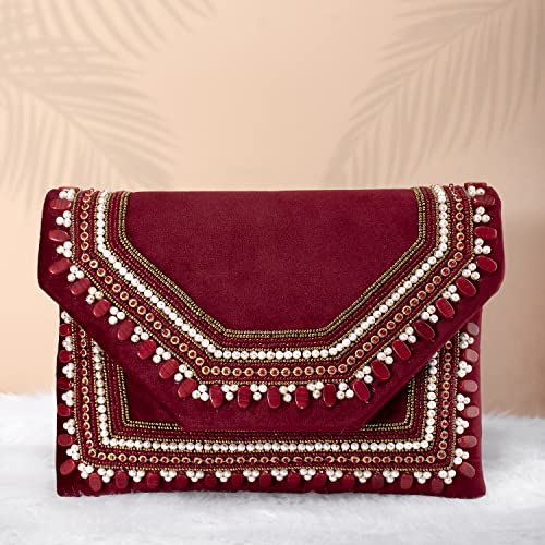 Peora Clutch Purses for Women Wedding Handmade Evening Handbags Party Bridal Clutch (C58M) - Image 5