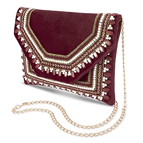Peora Clutch Purses for Women Wedding Handmade Evening Handbags Party Bridal Clutch (C58M) - Image 4