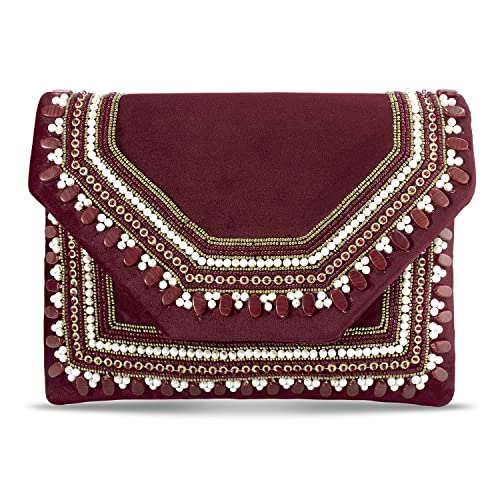 Peora Clutch Purses for Women Wedding Handmade Evening Handbags Party Bridal Clutch (C58M) - Image 1