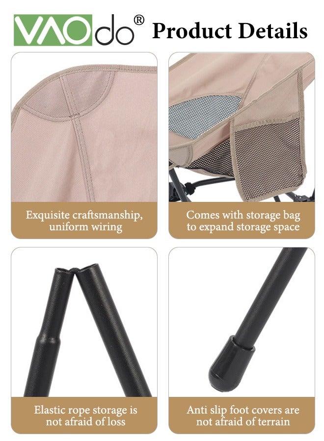 فاو دو كرسي تخييم خفيف الوزن قابل للطي، كرسي تخييم محمول صغير الحجم ومستقر للتخييم في الهواء الطلق، والسفر، والشاطئ، والنزهات، والمهرجانات، والمشي لمسافات طويلة، وحمل حقائب الظهر، يدعم 320 رطلاً، كرسي حمل حقائب الظهر، كرسي الشاطئ - Image 4
