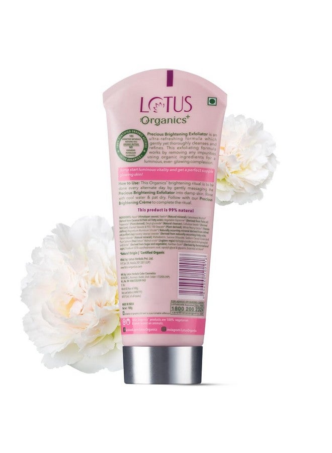 Lotus Organics+ Precious Brightening Face Exfoliator (Face Scrub), Removes Dead Skin Cells & Tackles Uneven Skin Texture, 100 G  - Image 2