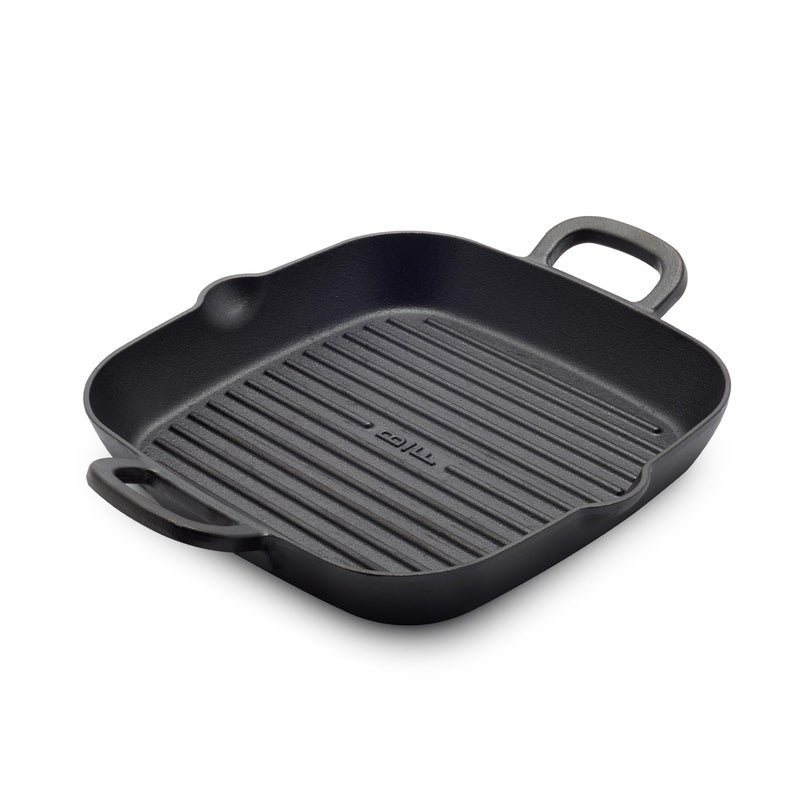 GreenPan x Bobby Flay Cast Iron 11 Square Grill Pan PreSeasoned Professional Grade Heavy Duty Skillet Helper Handles Induction Suitable Stovetop Oven BBQ  Fire Indoor  Outdoor Use Black