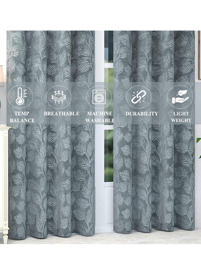 FRESH FROM LOOM Door Velvet Opaque Curtains 7 Feet Long | Door Window Curtain Velvet Room Darking Parda | Latest Modern Parde For Living Room Bedroom | Home Screens | Eyelet Ring (Grey, 2Pc, 7 Feet) - Image 3