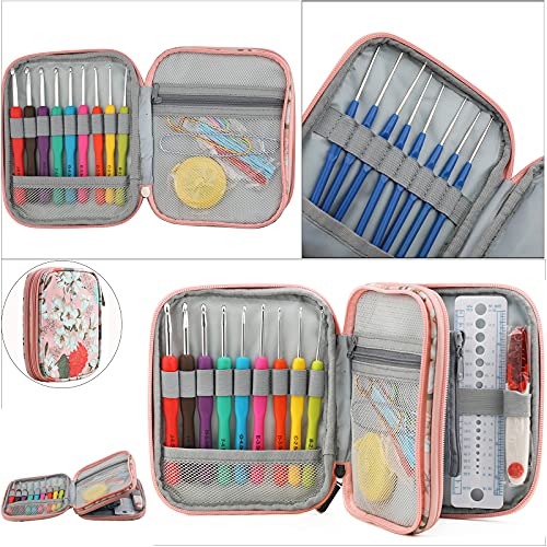 Looen Crochet Hooks Set-Yarn Needles Coloured Aluminum with Storage Case Rubbery Handle Ergonomic Comfort Grip DIY Craft Handmake Kit 47pcs - Image 5