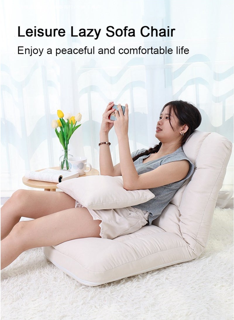 TAPIT Folding Floor Sofa Chair with Back Support  and Pillow, Cushion Couch Lounge Tatami Lounger Floor Seat Couch Recliner, Padded Sleeper Bed for Home Office Reading (Grey) - Image 3