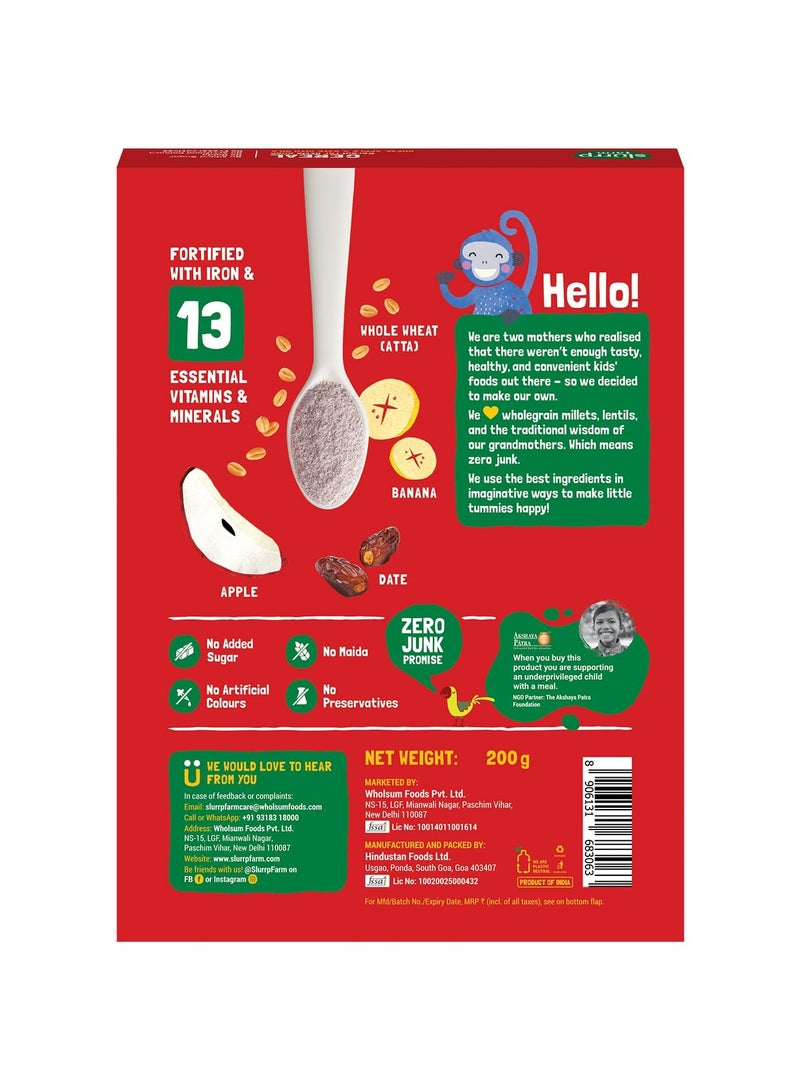 Slurrp Farm Wheat Apple And Date With Milk Instant Healthy Cereal 200g - Image 2