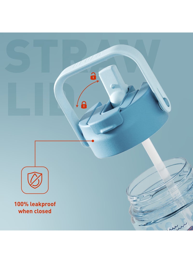 BEOLA 500ml Kids Water Bottle with Straw Lid and Silicone Protective Boot, Tritan Plastic, BPA BPS FREE Leak Proof and Drop Resistant Kids Water Bottles for School (Sea Vibes) - Image 4