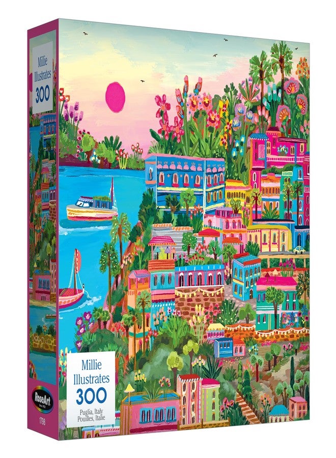 Rose Art RoseArt - Millie Illustrates - Puglia, Italy 300 Piece Jigsaw Puzzle - Scenic Mediterranean Artwork, Fun & Relaxing Puzzle for Adults - Image 1