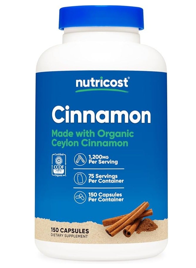 القرفة العضوية، قرفة سيلان، 1200 مجم، 150 كبسولة